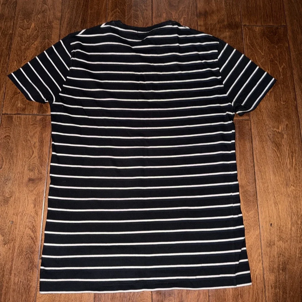 Polo Ralph Lauren Custom Slim Fit Striped T Shirt Black White Pony Logo Small